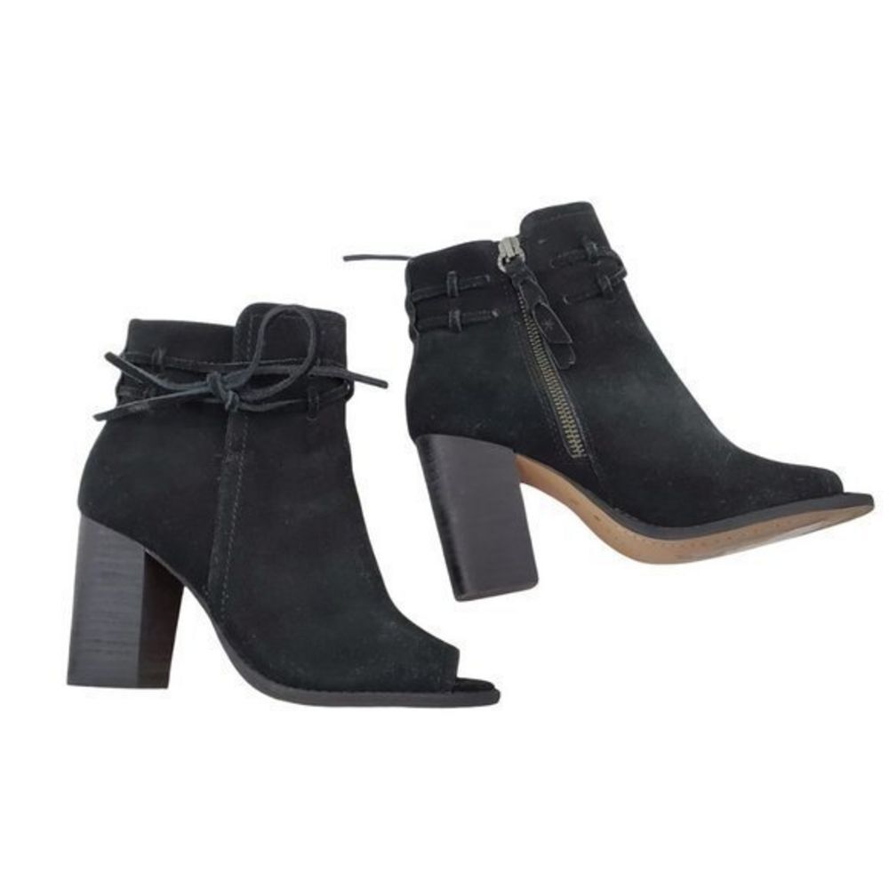 Splendid Rihana Peep Toe Suede Bootie 5.5 Black‎ Ti